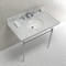 Fauceture KVPB3622M81 36" Console Sink with Brass Legs (8-Inch, 3 Hole), Marble White/Polished Chrome KVPB3622M81 - alternate 6